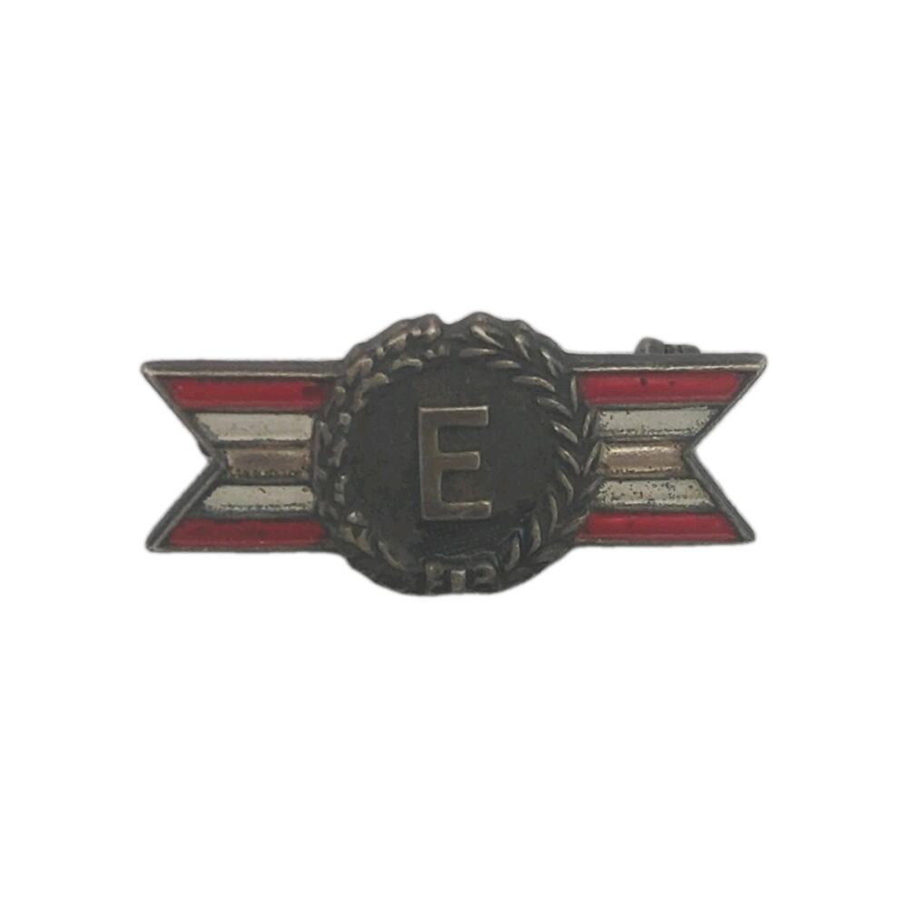 Sterling Silver Army Navy Award Enamel E Initial Floral Wreath Brooch Pin WWII